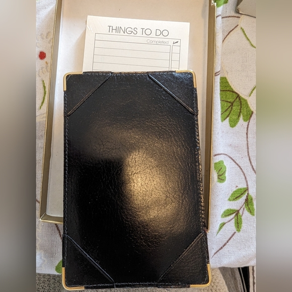 Vintage black leather Bosca card holder/bill holder and to do lists. new withbox - Picture 3 of 3